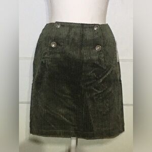 GAP Olive Corduroy Button Skirt